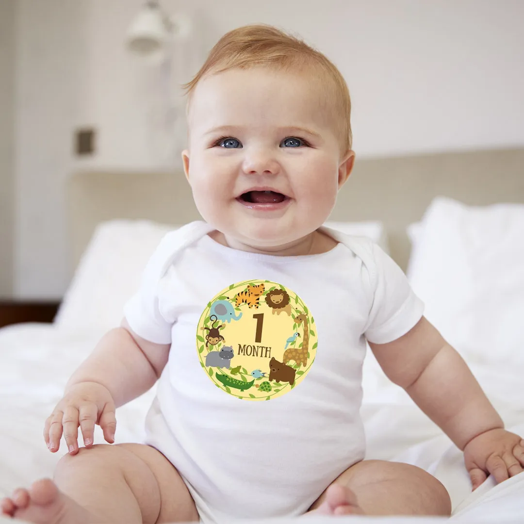 Baby Custom Monthly Onesies - Zoo Animal II