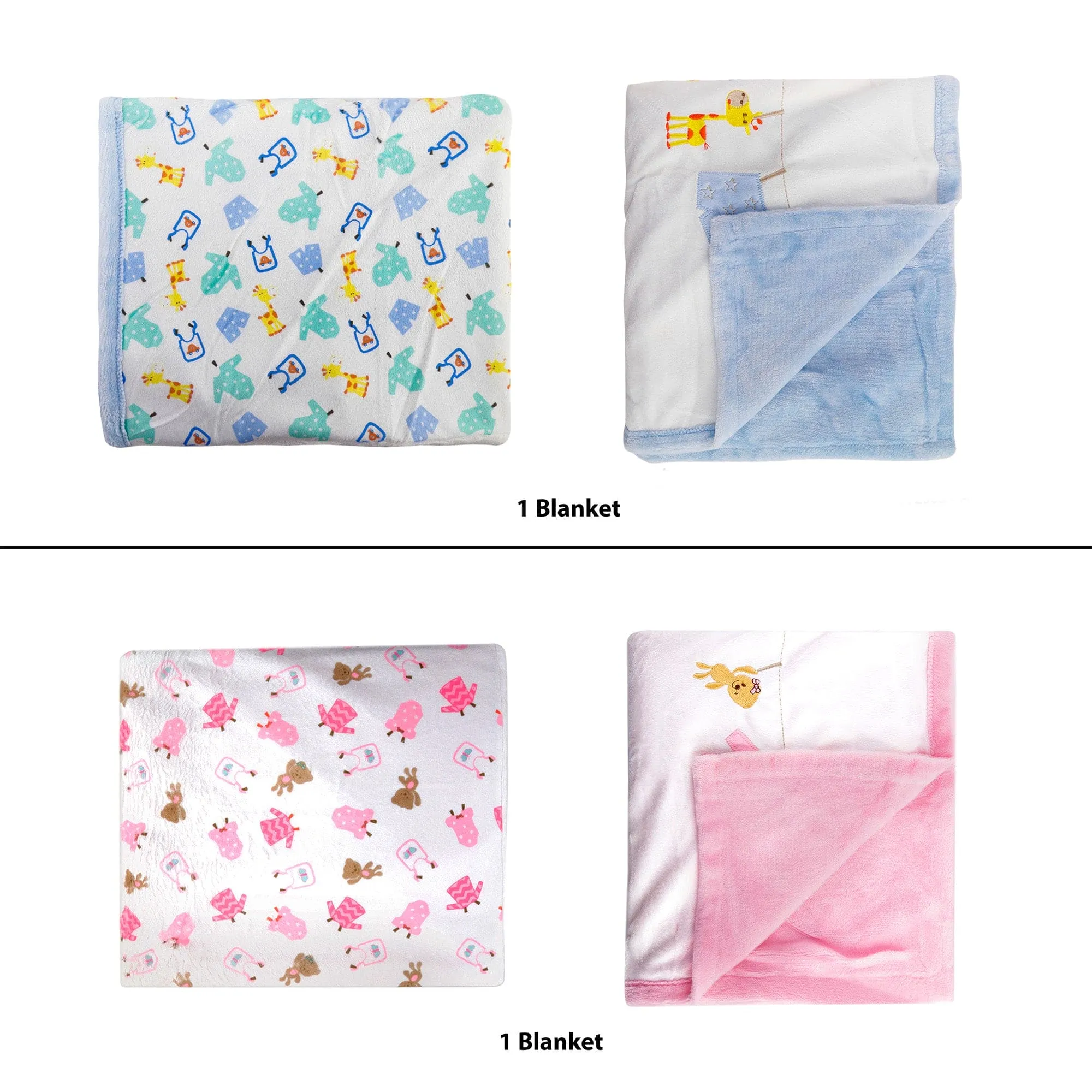 Baby Moo Welcome Baby Twins 11 Pcs Luxury Gift Hamper For Girl And Boy Pink And Blue - 0-9M Sizes Available