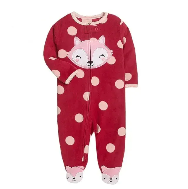 Baby Pajamas Zipper Fleece Newborn Girls Romper Warm Winter Underwear One Piece Overalls Boys Outfits Truck Infants Clothes