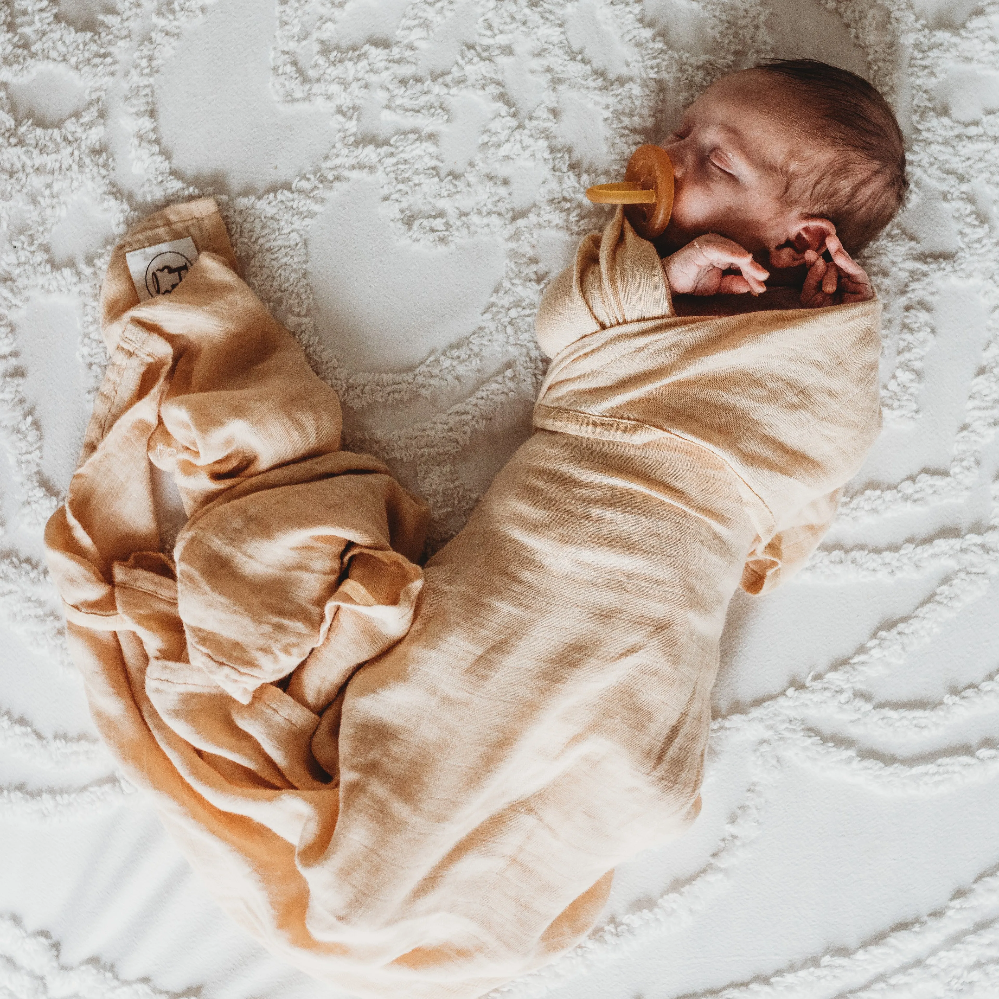 Baby Swaddle/Wrap - Organic Bamboo Muslin - Wheat