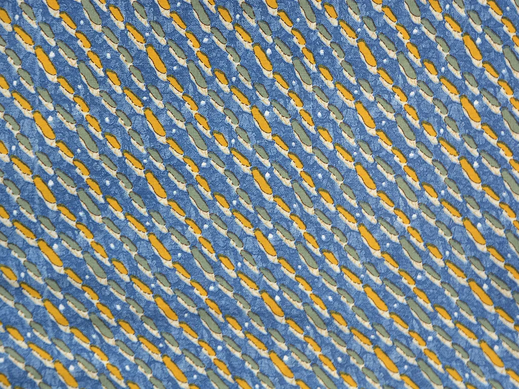 Blue & Yellow Stripes Soft Cotton Muslin Fabric