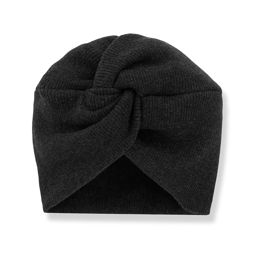 Irma Ribbed Knit Twist Knot Baby Beanie (Charcoal)
