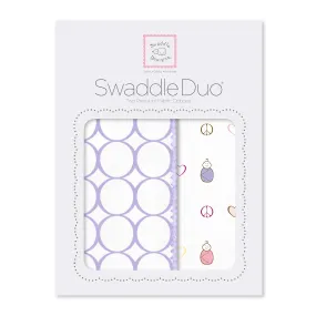 SwaddleDuo - Lavender Mod Circles   Peace, Love, Swaddle