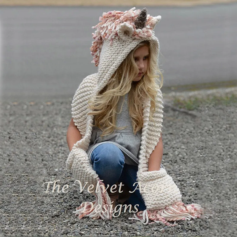 Winter Animal Kids Hats Lovely Knitted Scarf